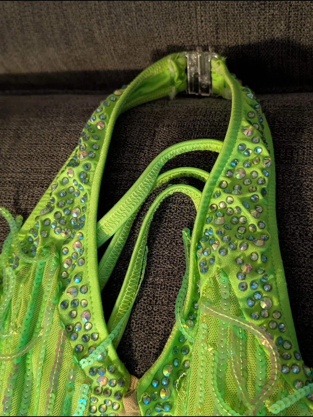 Glamour Green Fringe Unitard